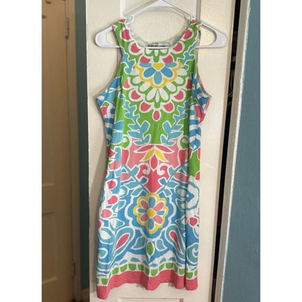 Barbara Gerwit Sleeveless Cotton Floral Colorful Above The Knee Dress Size Small